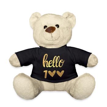 Hello 100 Gold - Teddy Bear - black - Front