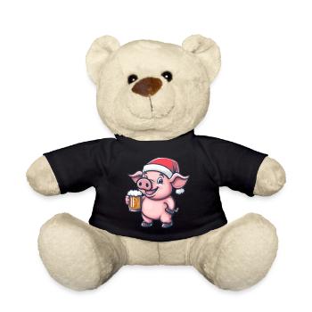 Schwein Weihnachten Bier - Teddy - Schwarz - Vorne