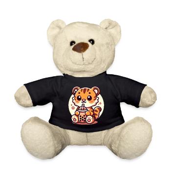 Illustration mignonne de thé Tiger Boba - Nounours - noir - Devant