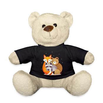 Schlafende Waldtiere – Fuchs, Bär und Waschbär - Teddy - Schwarz - Vorne