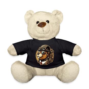 Beaver Steampunk Retro - Teddy Bear - black - Front