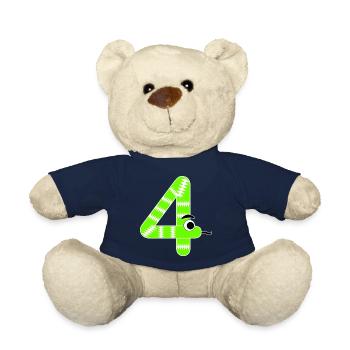 Numéro quatre 4 enfants anniversaire serpent - Nounours - bleu marine - Devant