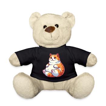 Chubby Tabby Cat Relaxing Illustration - Teddy Bear - black - Front