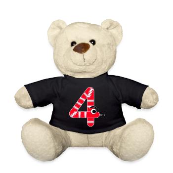 Zahl 4 Schlange rot Kinder - Teddy - Schwarz - Vorne