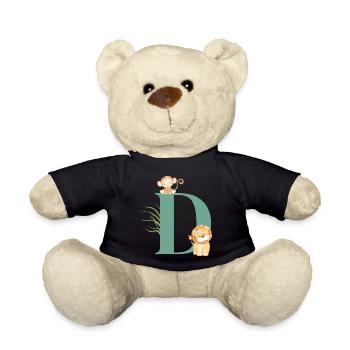 Letter d green jungle animals - Teddy Bear - black - Front