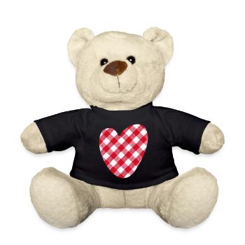 Herz kariert Love Liebe Hochzeit Karo Muster - Teddy - Schwarz - Vorne