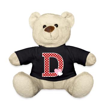 Letter D heart - Teddy Bear - black - Front