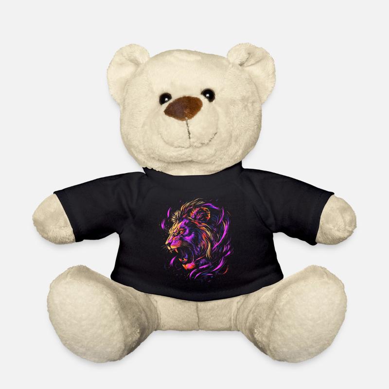 Löwe Bunt Löwenkopf Neon Farbenfroh Raubtier Kunst - Teddy - Schwarz