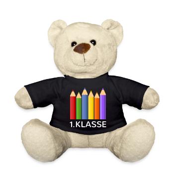 Schulanfang Erstklässler Schulanfänger Schulbeginn - Teddy - Schwarz - Vorne
