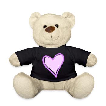Cœur violet avec contour noir - Nounours - noir - Devant