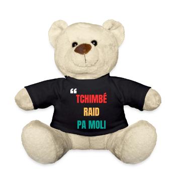 T-shirt créole « Tchimbé raid pas moli » – Courage - Nounours - noir - Devant