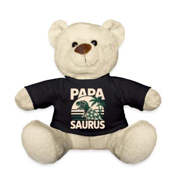 Papa Saurus Rex Dinosaur Father's Day Gift - Teddy Bear - black - Front
