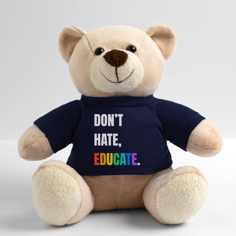 Dont Hate Educate Regenbogen Schrift Teddy