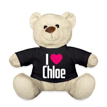 I Love Chloe Pink Heart I Love Chloe - Teddy Bear - black - Front
