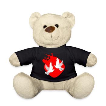 Taube der Liebe auf rotem Hintergrund - Teddy - Schwarz - Vorne
