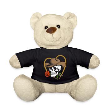 Cow-boy squelette avec rose et chapeau - Nounours - noir - Devant
