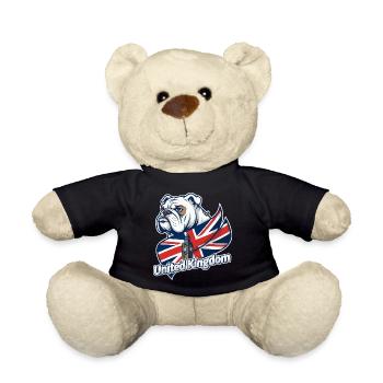 Bulldog with UK flag and Big Ben - Teddy Bear - black - Front