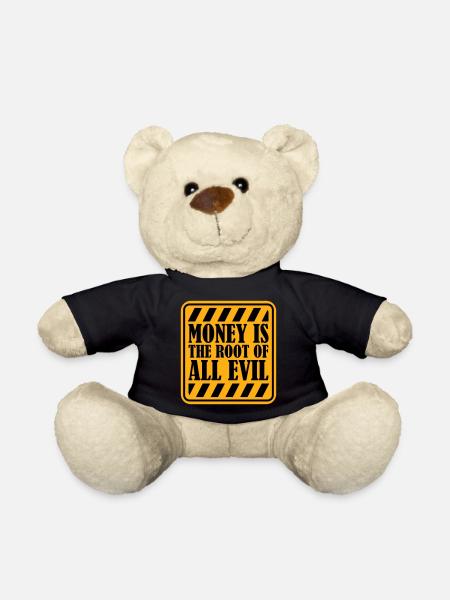 Money Root Evil Capitalism Greed Finance Rich - Teddy Bear - black