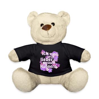 Lieber bei meinen Hühnern mit Hibiskus - Teddy - Schwarz - Vorne