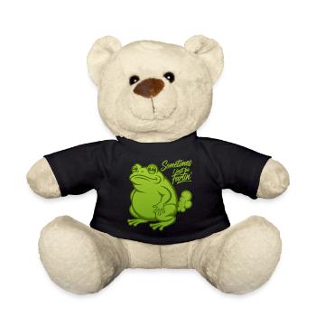 Sometimes I just be fartin' - Frog Toad Farting - Teddy Bear - black - Front