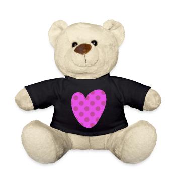 Herz Dots Punkte Muster Liebe Love Lebensfreude - Teddy - Schwarz - Vorne