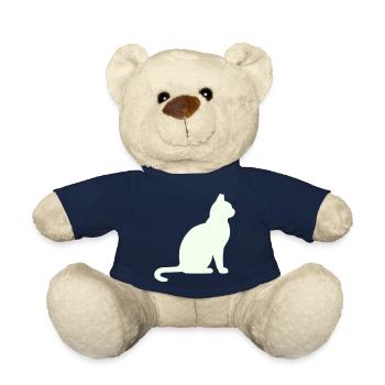 Moonlit Night Cat Silhouette - Teddy Bear - french navy - Front
