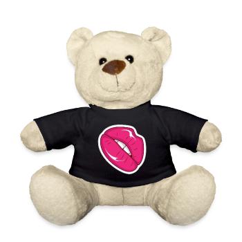 Pink Lips Pop Art Comic Retro Style - Teddy Bear - black - Front