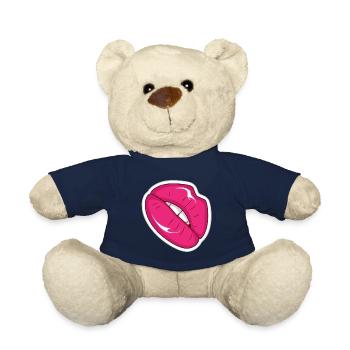 Pink Lips Pop Art Comic Retro Style - Teddy Bear - french navy - Front