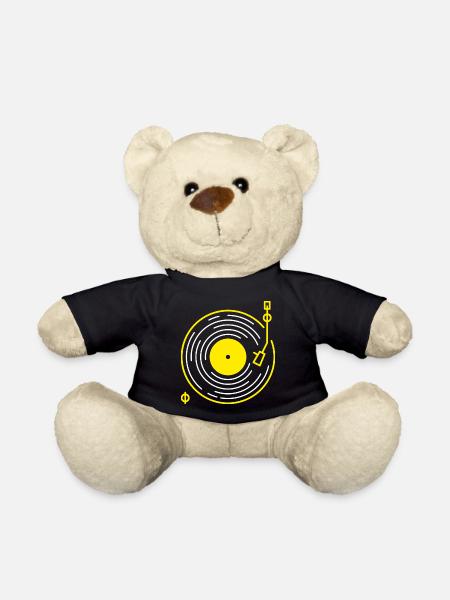 Retro-Plattenspieler-Linienkunst - Teddy - Schwarz