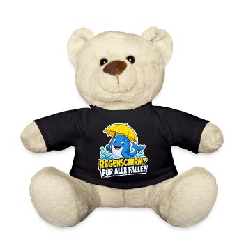 Wal mit Regenschirm für alle Fälle Regen Humor - Teddy - Schwarz - Vorne