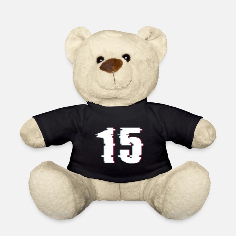 15 Fünfzehn Zahl Effekt Verzerrt Nummer - Teddy - Schwarz