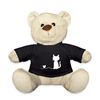 Cat Left Heart Symbol Wavy - Teddy Bear - black - Front