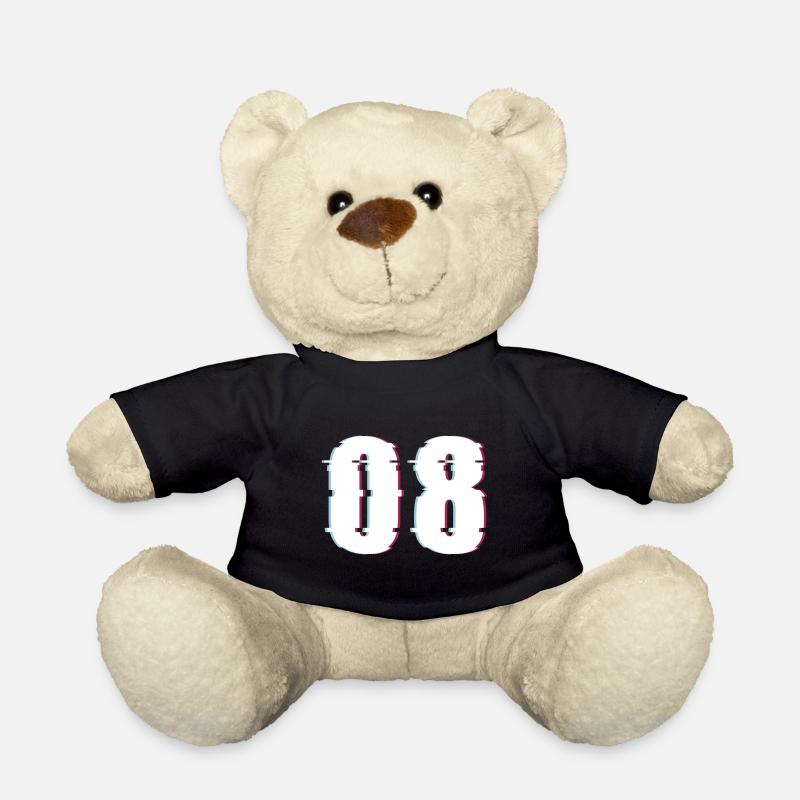 Eight 8 Number 08 Effect Distorted Number - Teddy Bear - black