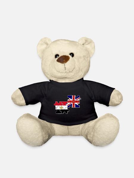 Egypt Great Britain Flag Egyptian British - Teddy Bear - black