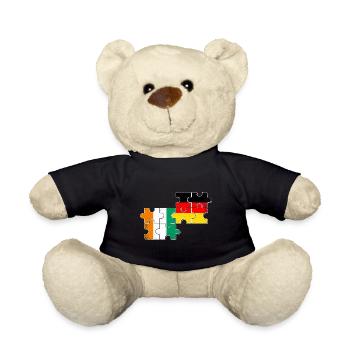 Elfenbeinküste Deutschland Herzschlag Flagge - Teddy - Schwarz - Vorne