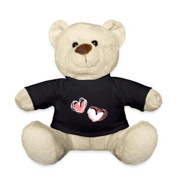 Zwei Herzformen - Teddy - Schwarz - Vorne