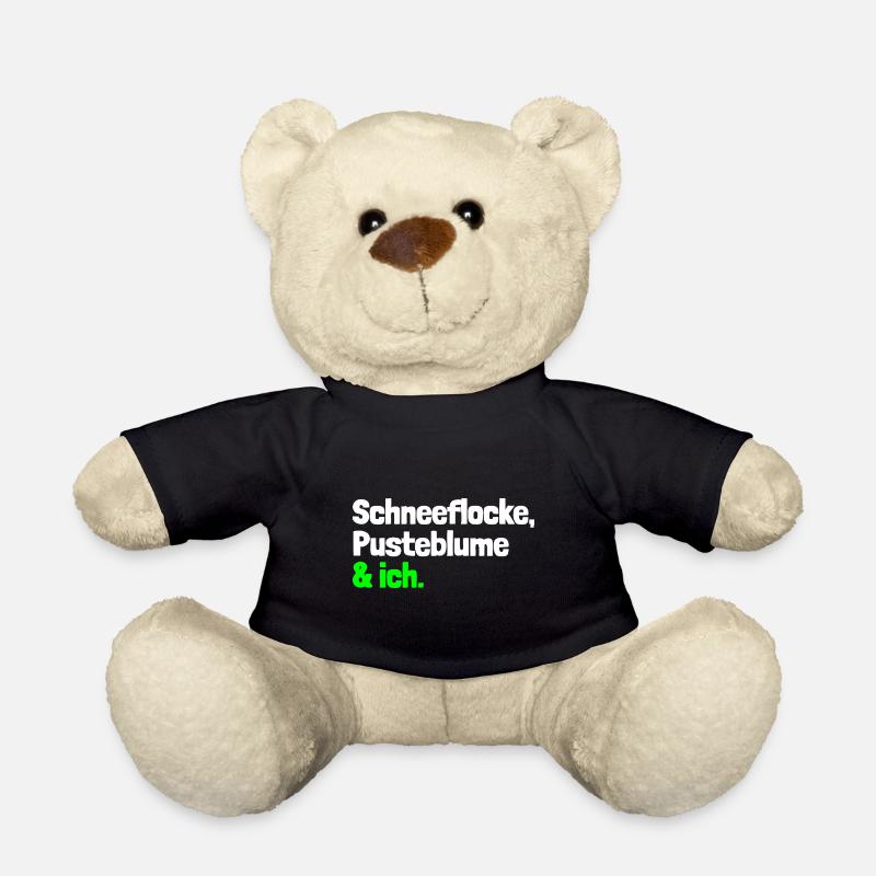 Spruch "Schneeflocke, Pusteblume & ich." - wob - Teddy - Schwarz