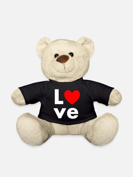 Love mit Herz rot - Teddy - Schwarz