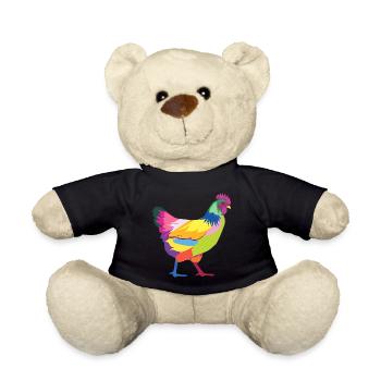 T-shirt coloré de poulet T-shirt en arc-en-ciel cadeau - Nounours - noir - Devant