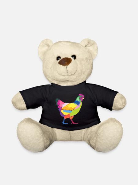Buntes Huhn-T-Shirt Regenbogen T-Shirt Geschenk - Teddy - Schwarz