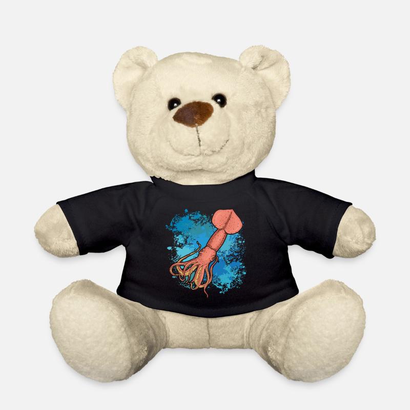 Kalmar Riesenkalmar auf bunten Farbklecksen - Teddy - Schwarz