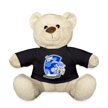 Astronaut 6. Geburtstagsparty Nummer 6 - 6 Jahre - Teddy - Schwarz - Vorne