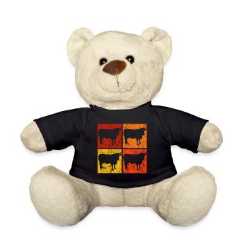 Cows Retro Beef Farmer Farming Cow Farmer - Teddy Bear - black - Front