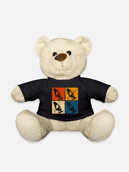 Windsurfing Windsurfen Windsurfer Surfen Retro - Teddy - Schwarz