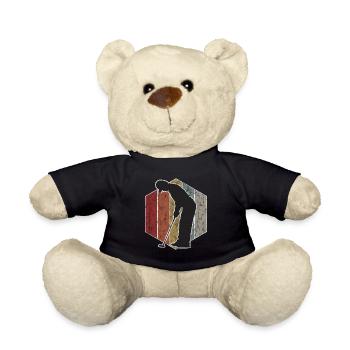 Golf Retro Golfschläger Golfen Golfspieler Golfer - Teddy - Schwarz - Vorne