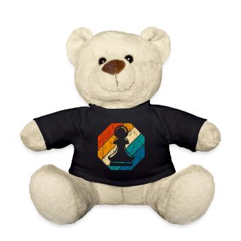 Schachmatt Retro Schachspieler Schachfigur Schach - Teddy - Schwarz - Vorne