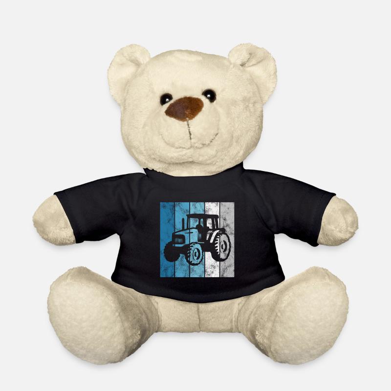 Tractors Tractor Farmer Retro Tractor Farm - Teddy Bear - black