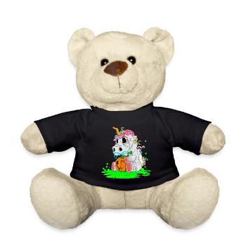Unicorn Halloween Zombiecorn Horror Gift - Teddy Bear - black - Front