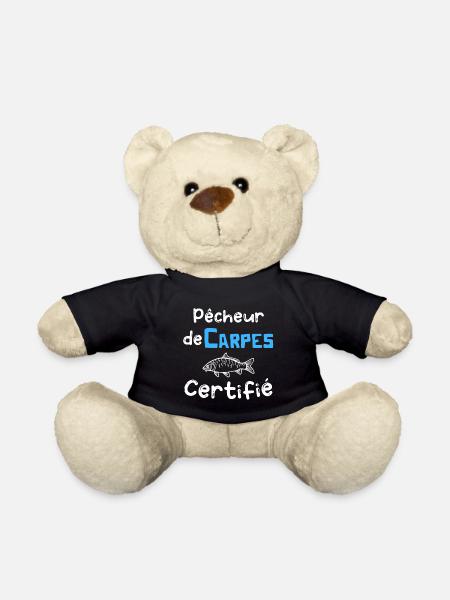 pêcheur de carpes certifié, cadeau homme pêche - Nounours - noir