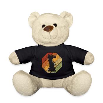 Retro Schachspieler Schachmatt Schachfigur Schach - Teddy - Schwarz - Vorne